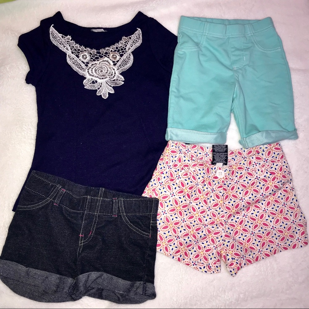 Shirt and three shorts size 5